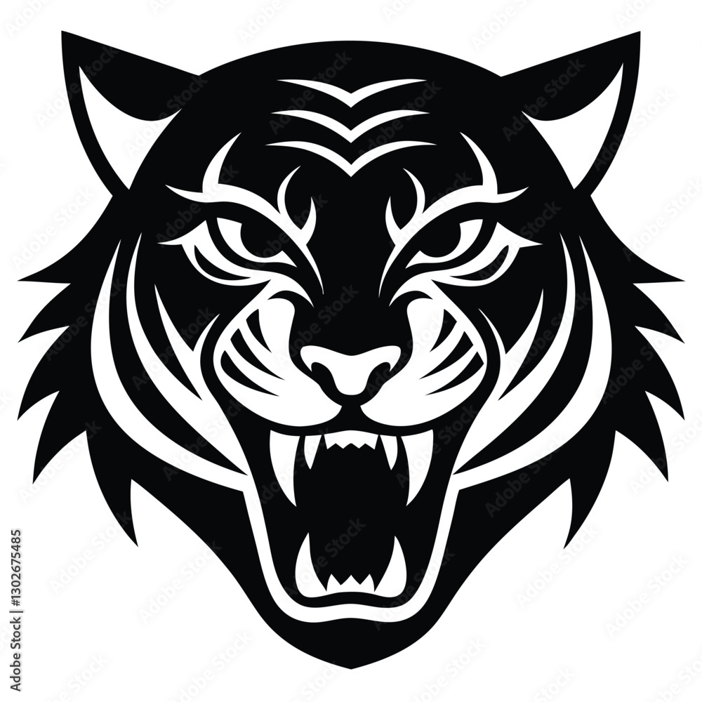 Fierce Tiger Face Silhouette for Graphic Design Fierce Tiger Face Silhouette for Graphic Design