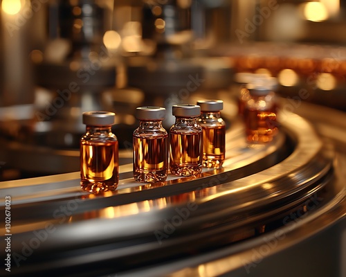 Pharmaceutical vials on automated production line