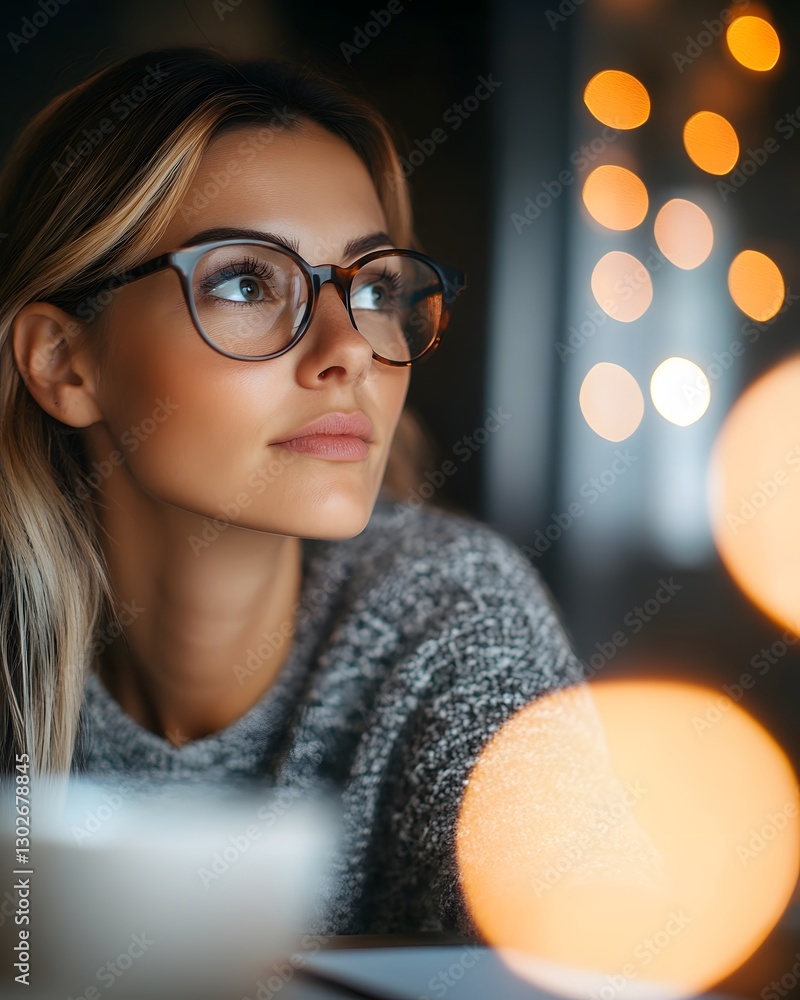 Young Professional Woman Browsing Online from Home Workspace Young Professional Woman Browsing Online from Home Workspace