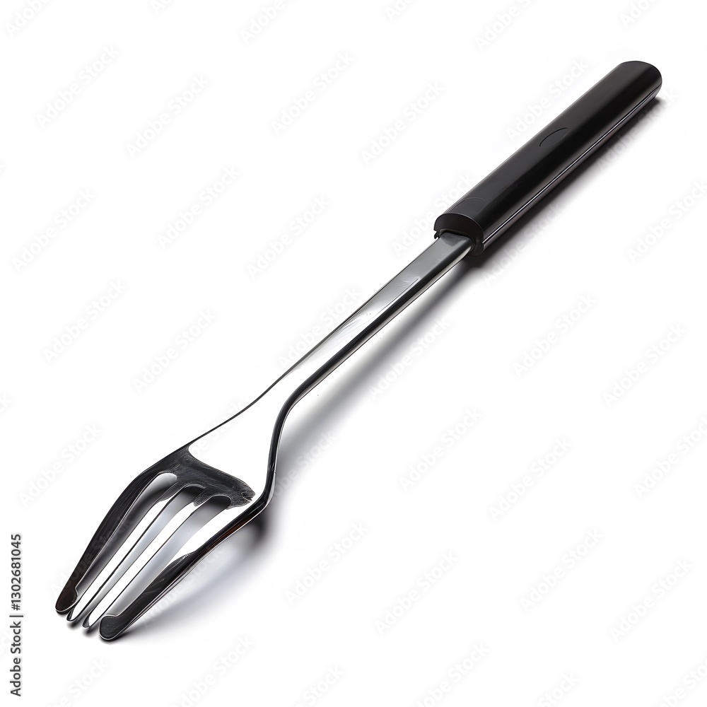 Fototapeta premium Stainless Steel Fork with Black Handle for Culinary Use and Dining