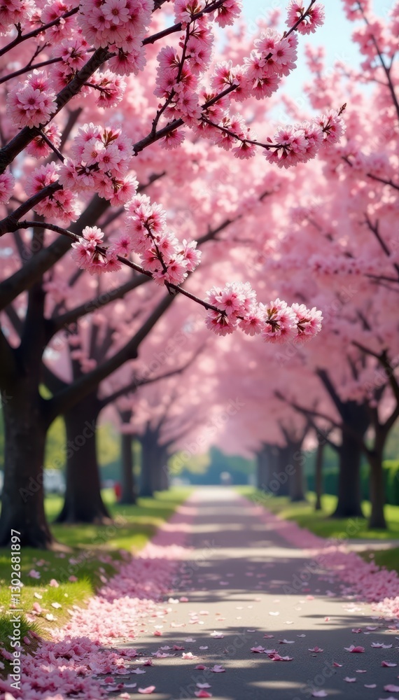 Pink cherry blossoms in full bloom, Central Park spring scene, day, blossom Pink cherry blossoms in full bloom, Central Park spring scene, day, blossom