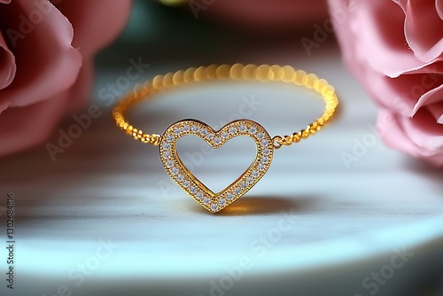 Heart Ring on Marble Tray with Roses