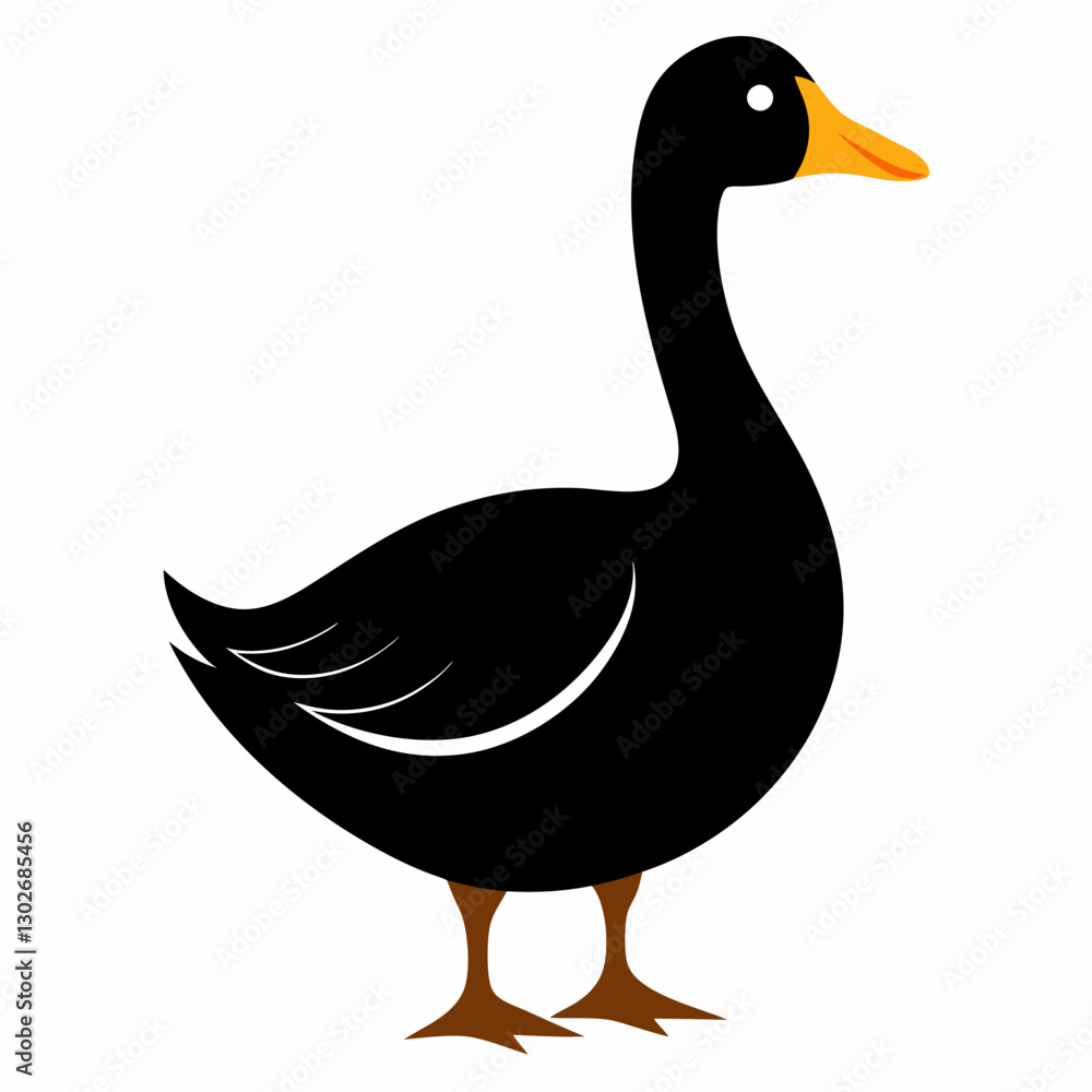 Obraz premium Goose black vector on white background.