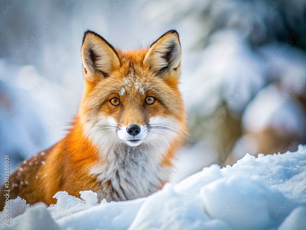 Obraz premium Majestic Red Fox in Snowy Landscape - Winter Wildlife Macro Photography