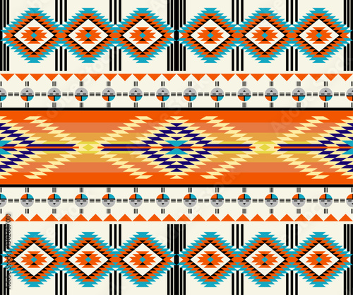 Geometric ethnic Zuni Navajo Native American pattern. Abstract ethnic geometric pattern design for fabric, clothing, embroidery and background. Vector ethnic Zuni Navajo Native American design