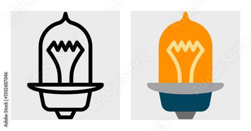 A front-view automotive bulb icon in black outline and colored versions. The filament and base are clearly visible, making it ideal for automotive part catalogs, and vehicle maintenance apps.