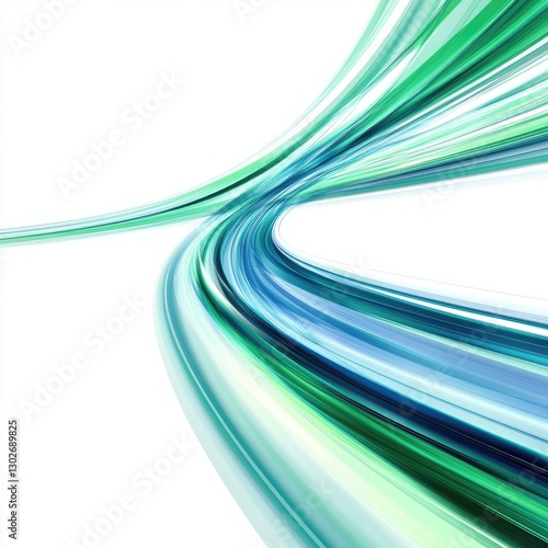 Green blue light speed effected on a white background
