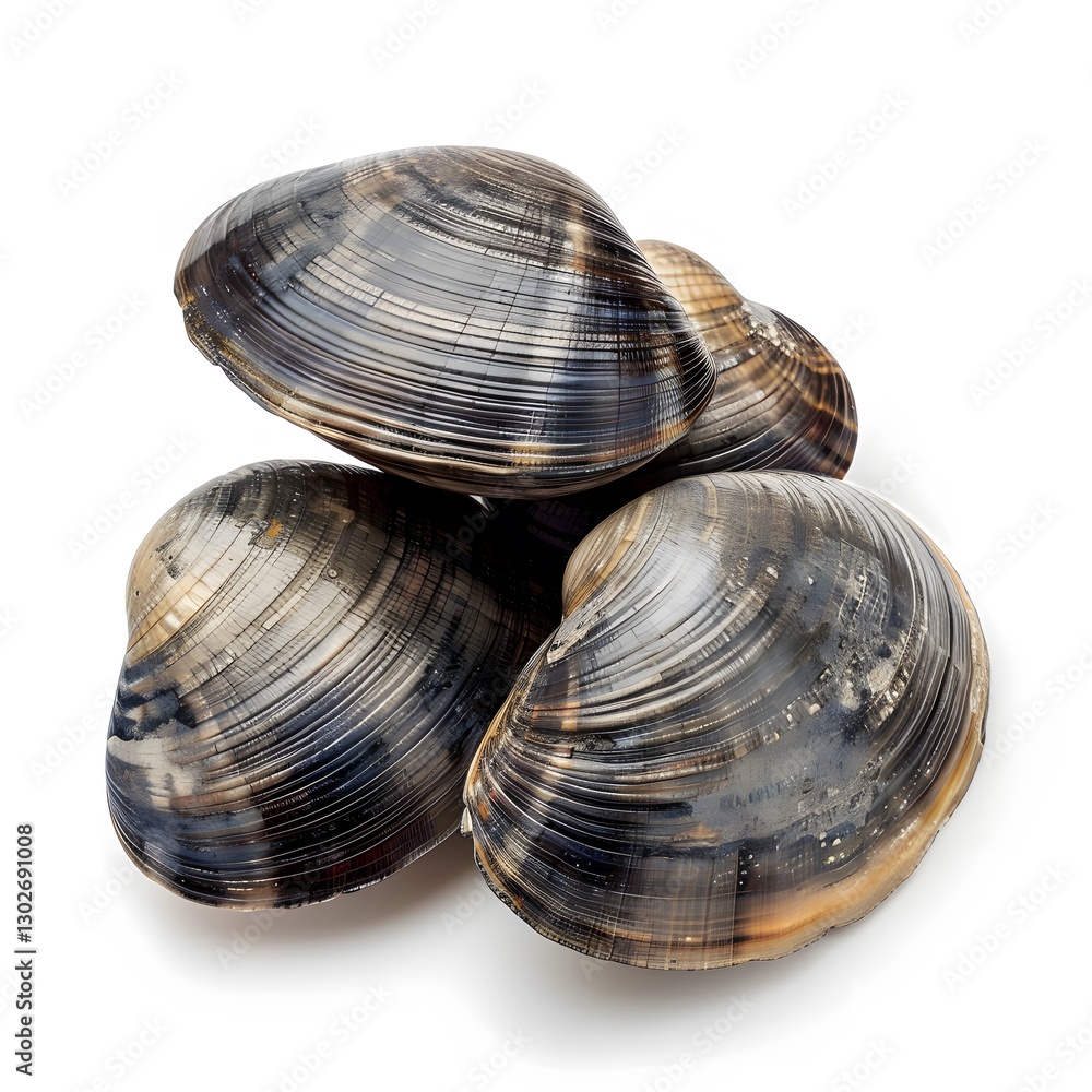 Three Varied Shells Glimmering with Natural Textures and Patterns Three Varied Shells Glimmering with Natural Textures and Patterns