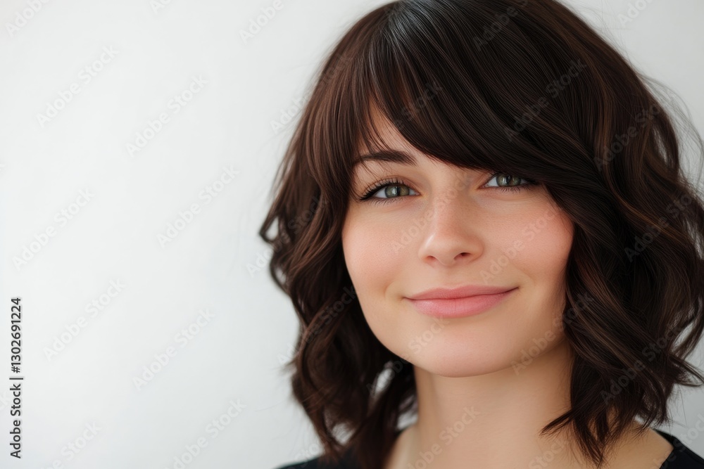 Shiny Dark Hair Close-Up on White Background Shiny Dark Hair Close-Up on White Background