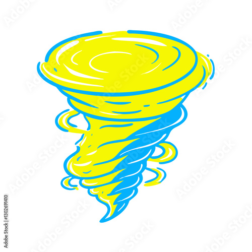 Vivid cyclone icon spinning energetically, weather phenomenon concept