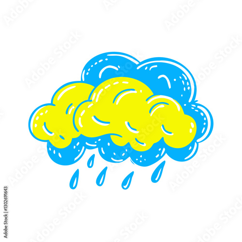 Hail icon featuring blue and yellow clouds, weather phenomenon concept