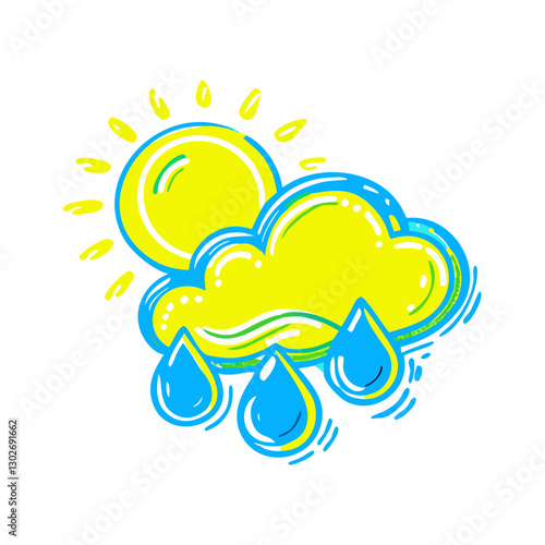 Weather icon showing humidity with clouds and raindrops, humidity concept