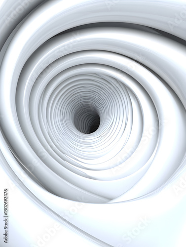 Abstract white spiral tunnel design