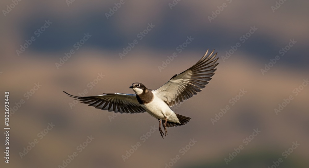 Majestic flight: European Roller soars against a blurred background of nature Majestic flight: European Roller soars against a blurred background of nature