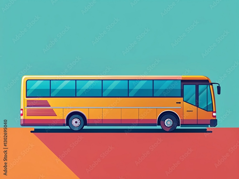 Minimalist 2D Bus Illustration: Left-Aligned Design Element with Copy Space Minimalist 2D Bus Illustration: Left-Aligned Design Element with Copy Space