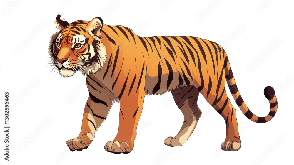 Obraz premium Majestic tiger isolated on white background