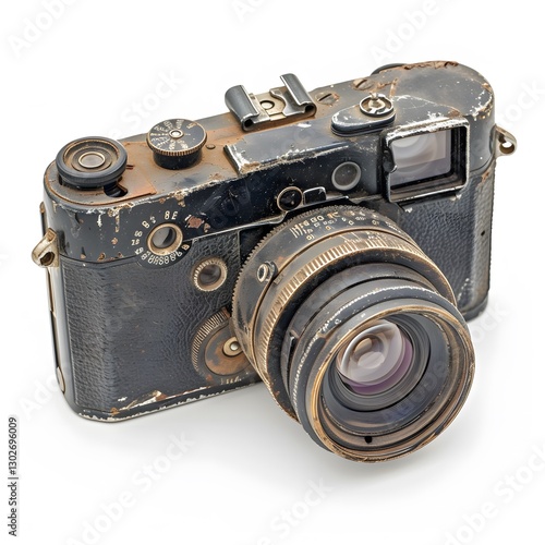 Vintage camera with worn features and classic aesthetic appeal