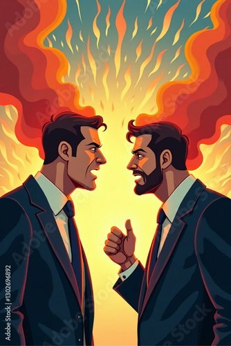Businessmen Engaged in Heated Debate and Negotiation to Resolve Conflict of Interest