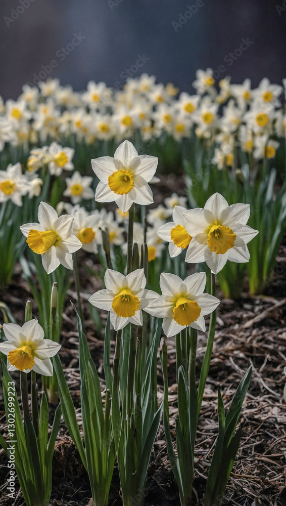 Avalanche daffodil flower stems blooming beautifully. Avalanche daffodil flower stems blooming beautifully.