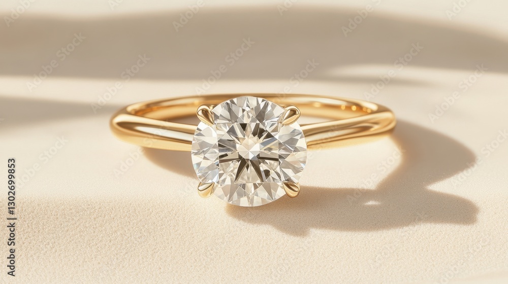 Classic round-cut diamond engagement ring on a smooth white background. Classic round-cut diamond engagement ring on a smooth white background.