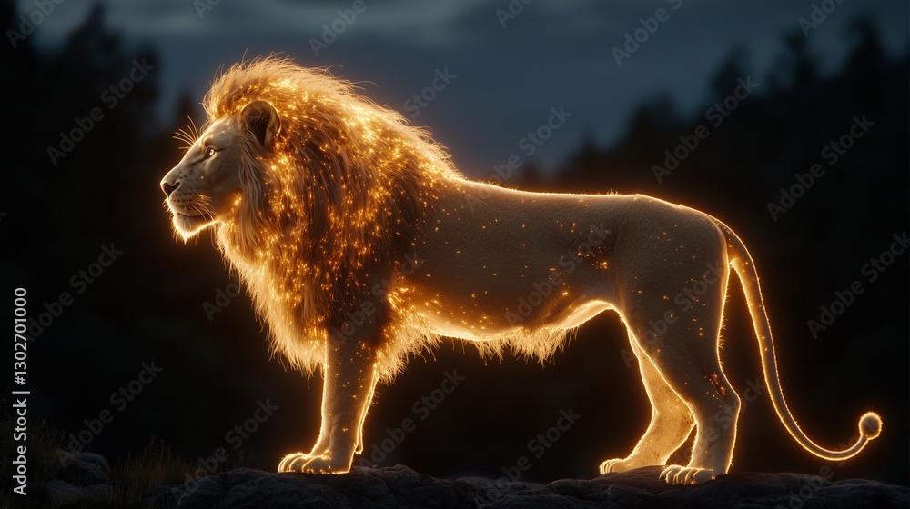 Fototapeta premium Majestic Glowing Lion