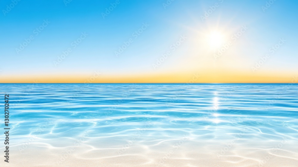 Obraz premium Stunning seascape with crystal clear water and bright blue sky representing ocean tranquility coastal beauty relaxation and the wonders of marine landscapes