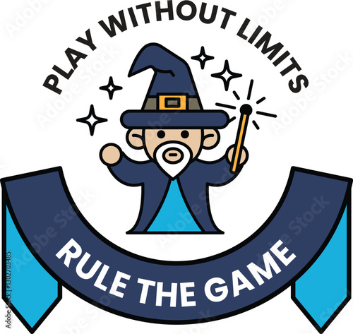 A wizard is holding a wand and a banner says "Play without limits