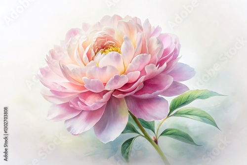 Minimalist Watercolor Peony Flower - Elegant Botanical Art Print