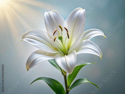 Minimalist White Lily Flower, Elegant Floral Design Element for Invitations & Projects