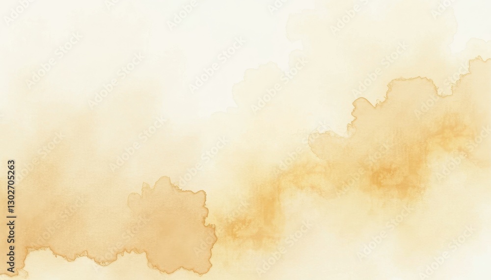 Obraz premium Unique Watercolor Painting: Cream and Brown Texture on Beige and White Background. A watercolor painting of a cloud formation.