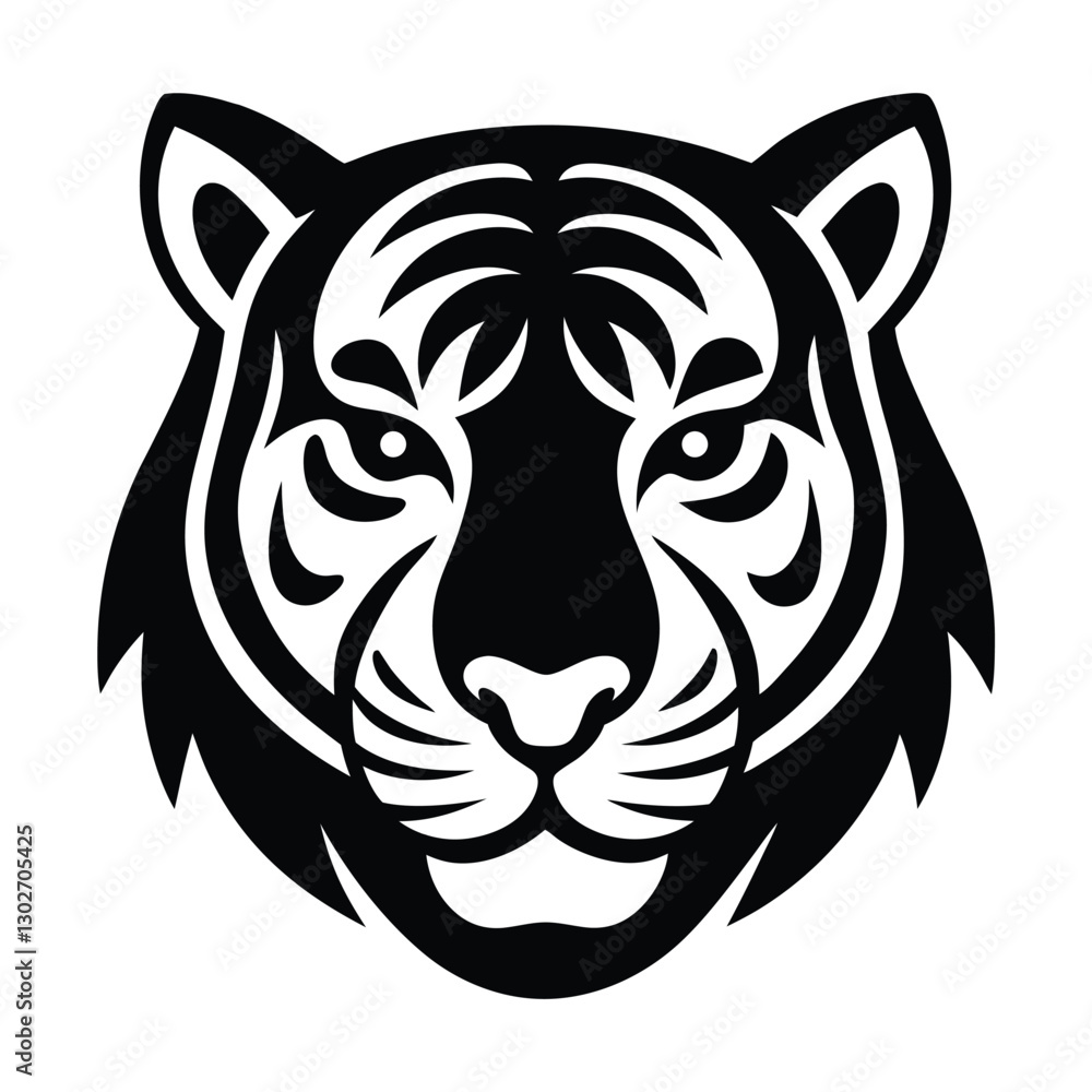 Stylized Tiger Face Silhouette for Creative Art Stylized Tiger Face Silhouette for Creative Art
