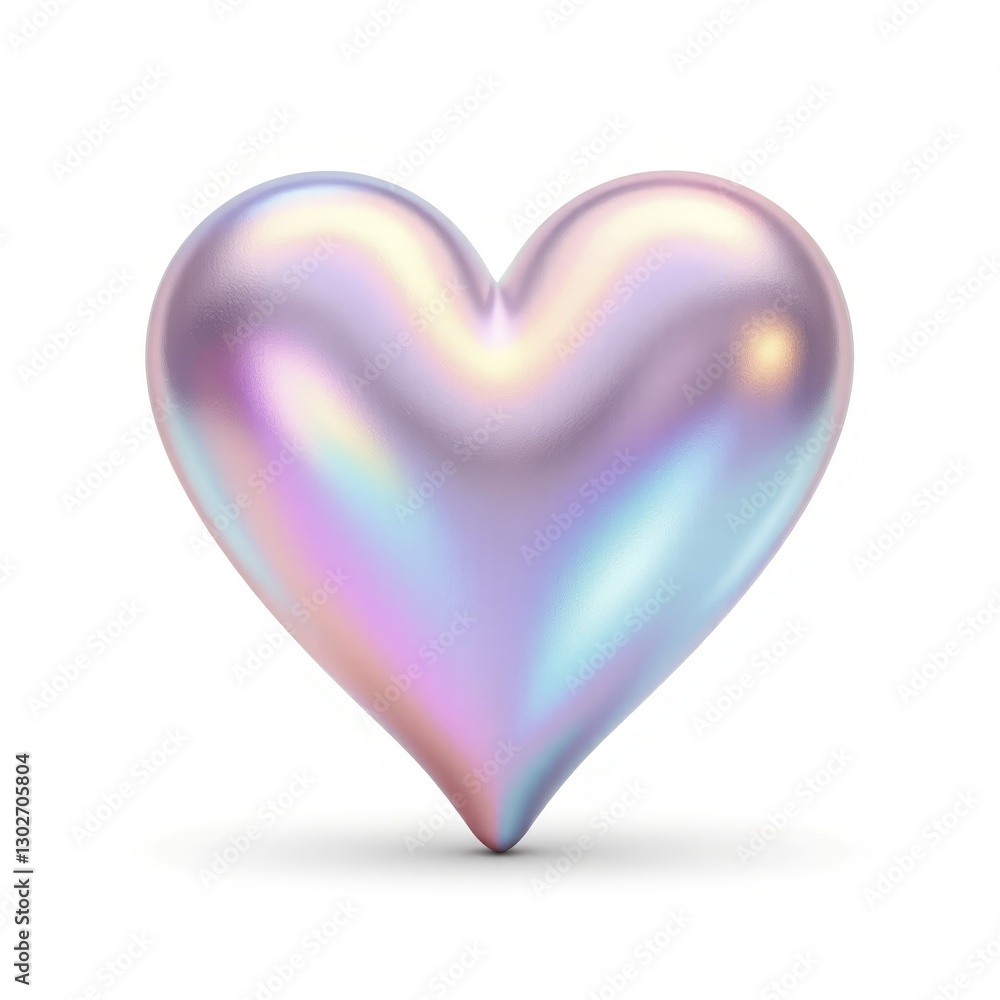 Iridescent heart shape on white background Iridescent heart shape on white background