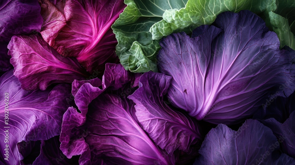 Obraz premium Colorful Cabbage Varieties Displayed on a Dark Background