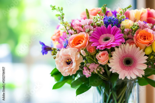 Wallpaper Mural Vibrant Floral Bouquet – Colorful Flowers in a Glass Vase Torontodigital.ca