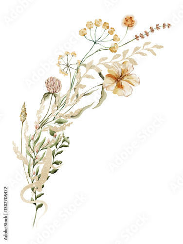 Wallpaper Mural Watercolor hand drawing floral bouquet for wedding decoration Torontodigital.ca