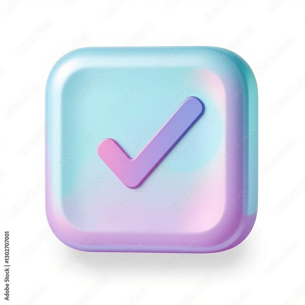 Gradient checkmark icon on pastel background Gradient checkmark icon on pastel background