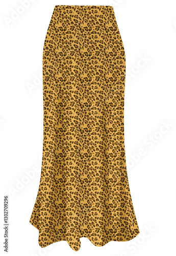 Long  skirt leopard print. vector