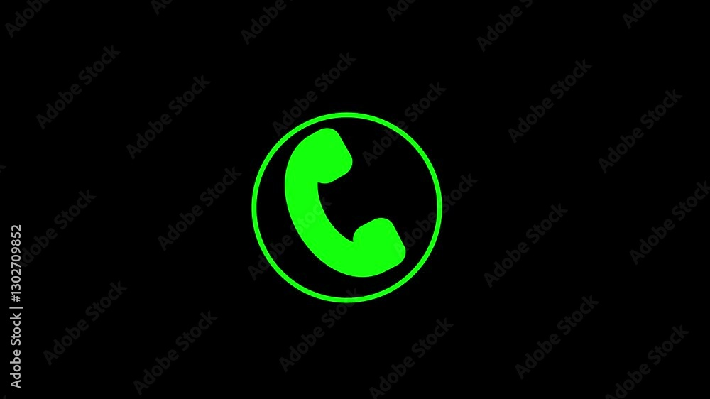 Phone call alert icon animation on the black background. Phone call alert icon animation on the black background.