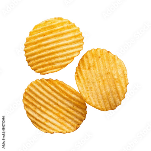 Potato chips isolated on transparent background Generative Ai