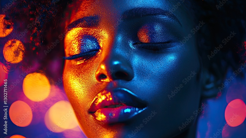 Futuristic Digital Portrait with Neon Lighting and Vibrant Colors Futuristic Digital Portrait with Neon Lighting and Vibrant Colors
