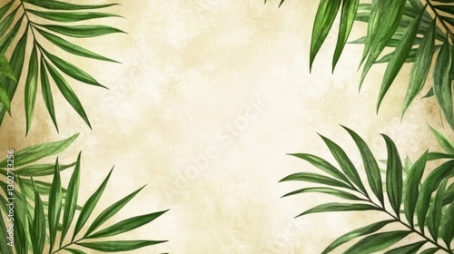 Green Tropical Leaves with Textured Background for Nature and Eco Themes