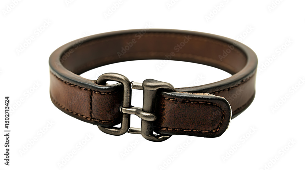 Brown leather dog collar with metal buckle Brown leather dog collar with metal buckle