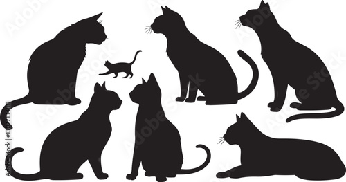 cat silhouette vector icon on white background 