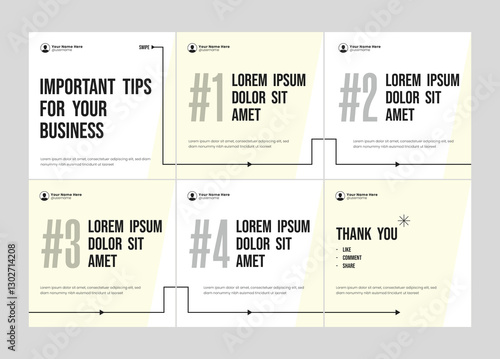 Microblog carousel slides template for social media. Tips sharing instagram carousel template or Linkedin carousel banner post