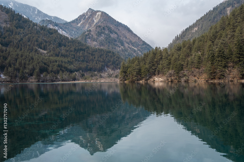 Mirror Lake locate in Jiuzhaigou, Sichuan Province, China