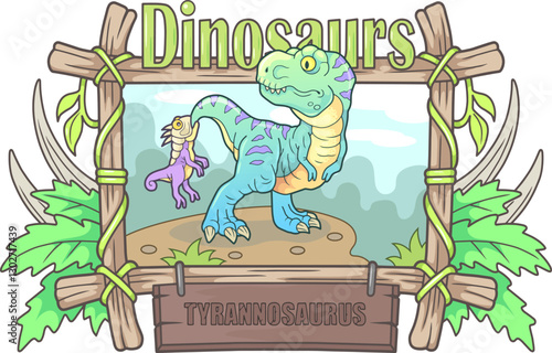 cute funny predatory dinosaur tyrannosaurus
