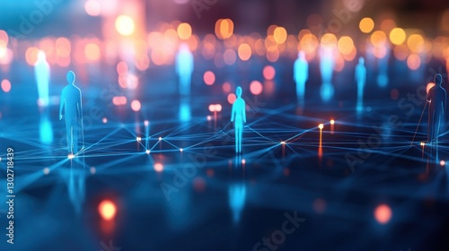 Wallpaper Mural An interconnected network symbolizing the complexity and connectivity in the virtual world of light dots representing the connections between humans and the various connected elements Torontodigital.ca