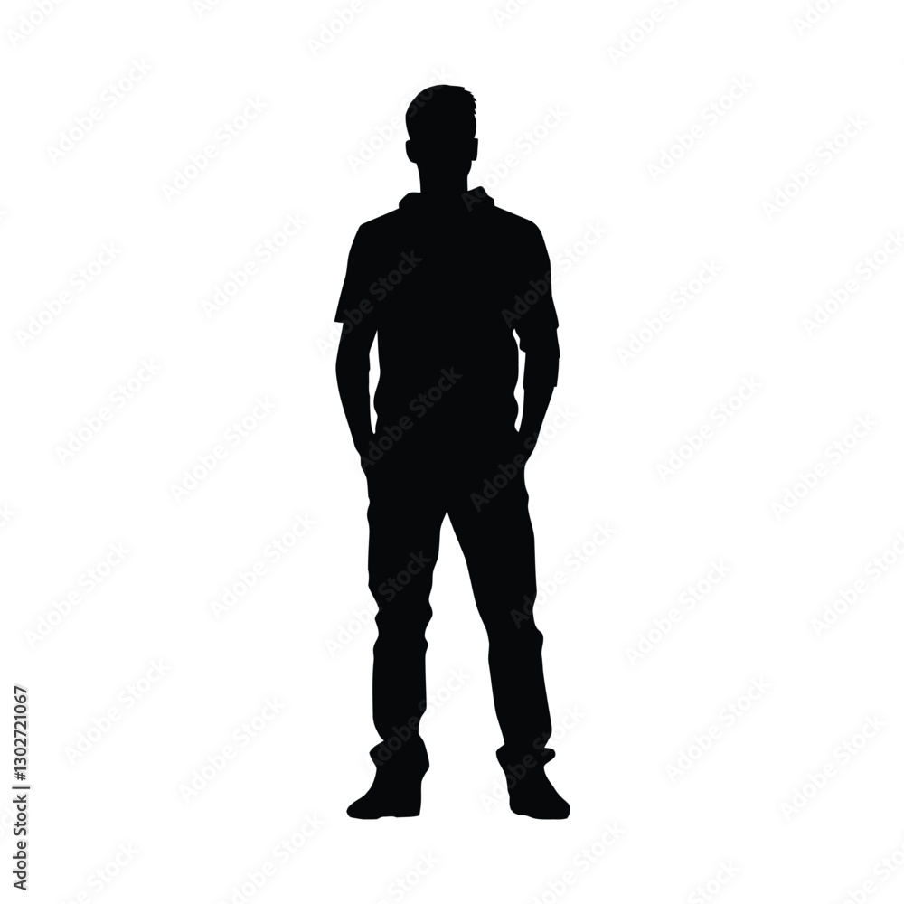 Obraz premium Man standing pose vector silhouette illustration
