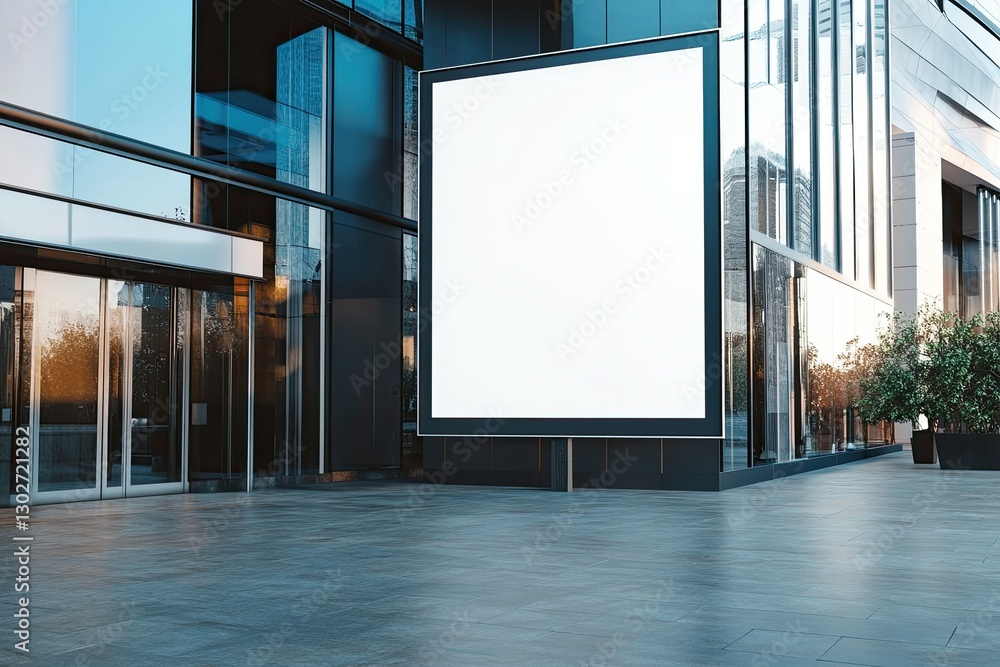 High Resolution Image of Blank White Billboard on the Entrance of the Corporate Building High Resolution Image of Blank White Billboard on the Entrance of the Corporate Building