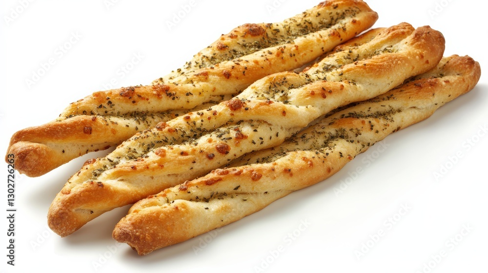 Handcrafted Breadsticks with Herbs and Spices on White Background for Culinary Use Handcrafted Breadsticks with Herbs and Spices on White Background for Culinary Use